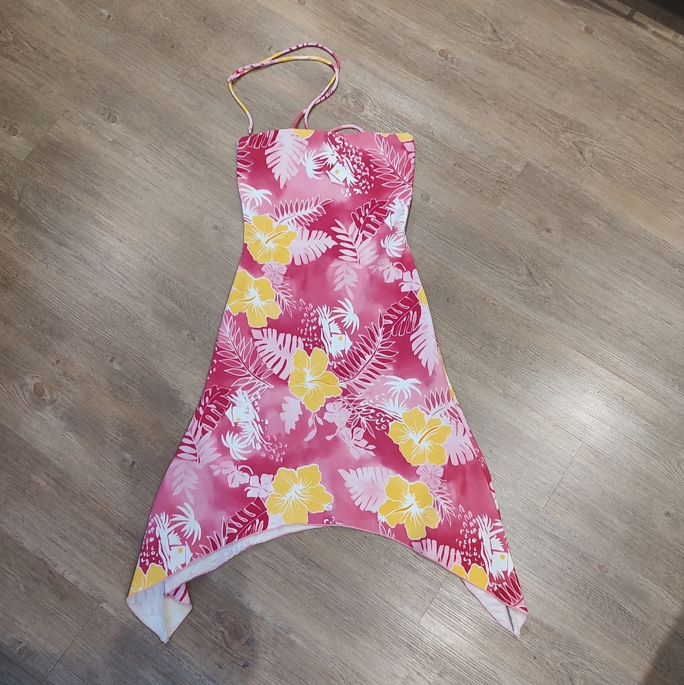 Y2K Hawaiian pink beach dress